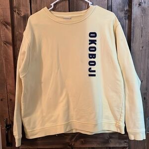 Large light yellow Okaboji sweatshirt.